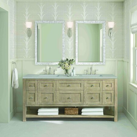 James Martin Vanities 72'' Double Vanity, Whitewashed Oak w/ 3 CM Eternal Serena Quartz Top 330-V72-WWO-3ESR